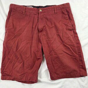 Volcom Corpo Class Mens Chino Shorts Size 36 Red Casual Lightweight Outdoors